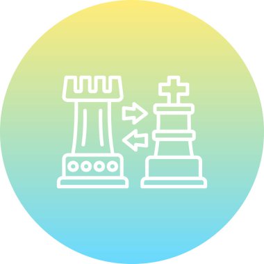 Satranç kalesi ve papazın aralarına zıt yönleri gösteren iki oklu basit bir çizgisi..