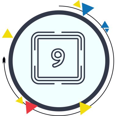 Dokuz rakamlı basit web düğmesi, 9 simge