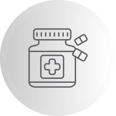 Kapsüllü bu ilaç şişesi illüstrasyonu, çapraz çizgili doğrusal tasarım içeren uygulamalar veya web sayfaları için uygundur..