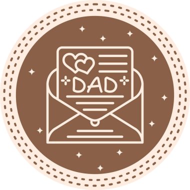 En küçük çizgi resim simgesi babam için açık bir zarfın içinde bir tebrik kartı gösteriyor. Uygulamalarda ya da web sayfalarında kullanmak için mükemmel..