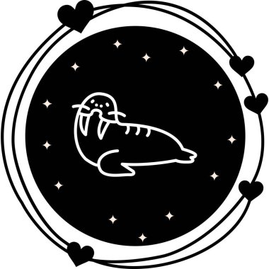 Deniz aygırı simgesi vektör çizimi