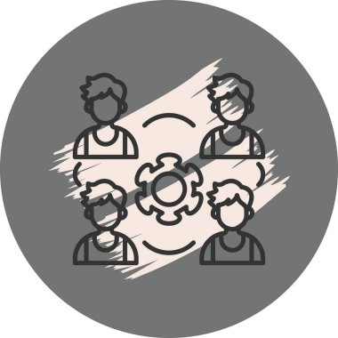 Merkezi bir dairesel amblem, resmi bir işbirliği anlaşmasını sembolize ederek iş adamlarının takım çalışmasını resmediyor.