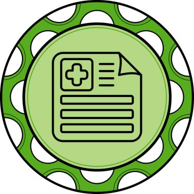 Uygulamalar veya web sayfaları için uygun çapraz çapraz referanslı, dokulu bir daire üzerinde doğrusal bir belge içeren minimal tıbbi rapor illüstrasyonuName.