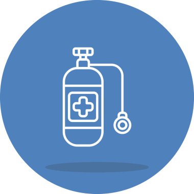 Tıbbi oksijen tankı çizimi, çapraz ve göstergeli doğrusal silindir tasarımı içeren uygulamalar veya web sayfaları için uygundur..