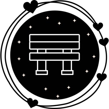 Uygulamalar veya web sayfaları için uygun renkli bir gradyan ile, modern doğrusal park mobilya tasarımı içeren minimalist bank çizimi.