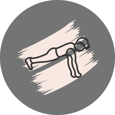 Hareketli gradyan simgesi, dayanıklılık, zindelik ve temel fiziksel eğitimi temsil eden yüksek kalas egzersizi yapan bir erkek figürüne sahiptir..