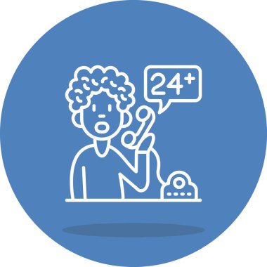 Müşteri hizmetleri grafikleri 24 saatlik destek için telefon kullanan bir kişinin yardım uygulamaları veya iletişim sayfaları için uygun olduğunu gösteriyor.