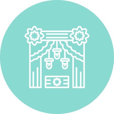 Perdeleri ve süslemeleri olan Diwali Girişi.