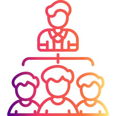 An organizational hierarchy diagram with a leader at the top suitable for professional apps or web pages.