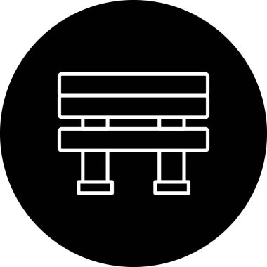 Uygulamalar veya web sayfaları için uygun renkli bir gradyan ile, modern doğrusal park mobilya tasarımı içeren minimalist bank çizimi.