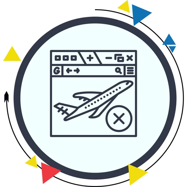 Web tarayıcı penceresi içinde bir uçak çizimi iptal işareti, seyahat uygulamaları veya web sayfaları için ideal.