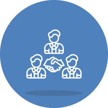 Merkezi dairesel amblemde, resmi bir iş anlaşmasını temsil eden erkekler ve dijital devre hatlarıyla çevrili iki el titriyor..