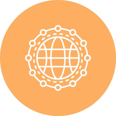 Yörüngedeki düğümlere sahip küresel ağ dünya simgesi