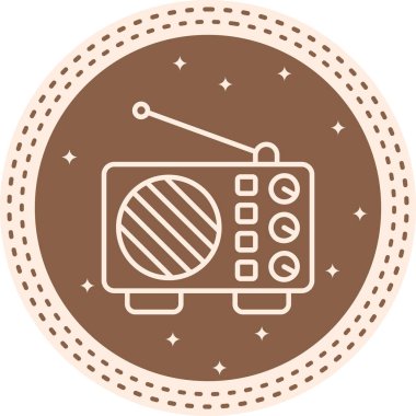 Uygulamalar veya web sayfaları için uygun klasik radyo simgesi, bir anten, çevirme ve hoparlör ile doğrusal tasarım içerir.