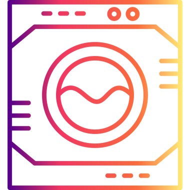 Çamaşır Makinesi Simgesi Basit düz illüstrasyon