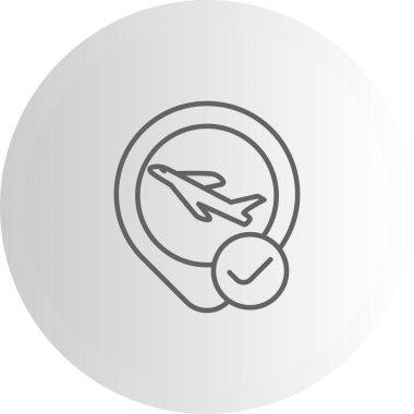 A simple line illustration of an airplane with an exclamation mark in a circular frame, suitable for travel alerts or flight status notifications.