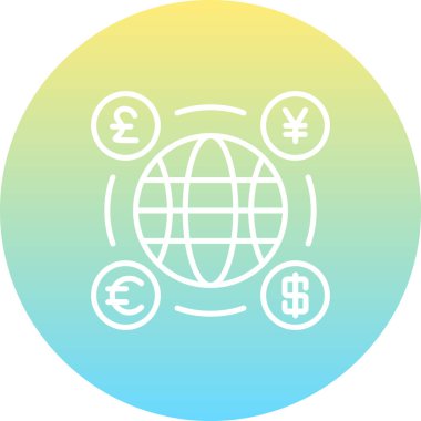 Dünya para birimi ağ ikonu vektör illüstrasyonu