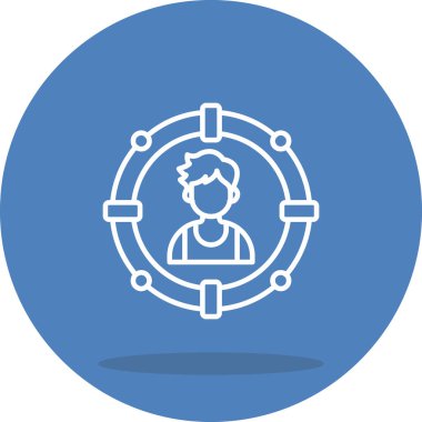 Profesyonel uygulamalar ya da web sayfaları için uygun dairesel çerçevede bir adamın basit bir çizgisi çizimi.