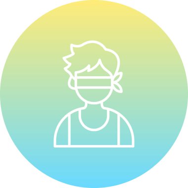 A simple line drawing of a blindfolded man that can be used in apps or web pages.