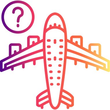 Seyahat uygulamaları veya web sayfaları için uygun soru işareti olan basit bir çizgi çizimi.