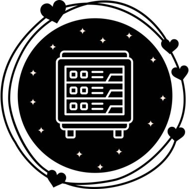 Sunucu Rack Simgesi, basit vektör illüstrasyonu       