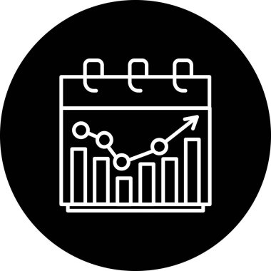 Finansal büyüme grafiklerini ve okunu gösteren takvim simgesi