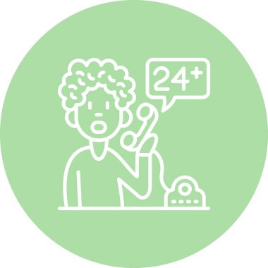 Müşteri hizmetleri grafikleri 24 saatlik destek için telefon kullanan bir kişinin yardım uygulamaları veya iletişim sayfaları için uygun olduğunu gösteriyor.