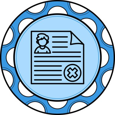 bir kişi avatarı ve belirgin bir x işareti içeren profil belgesi, reddedilmeyi veya hesap silmeyi simgeliyor.