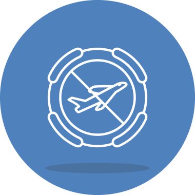 A simple line illustration of a plane with a diagonal cancel line suitable for travel apps or web pages.