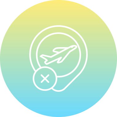 A simple line illustration of an airplane seen through a magnifying glass, suitable for search or discovery travel features.