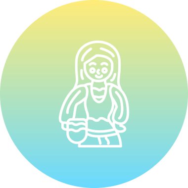 Ortaçağ kadın düz ikonu, vektör illüstrasyonu