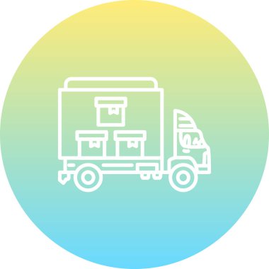 Teslimat kamyonu satırı simgesi, vektör çizim