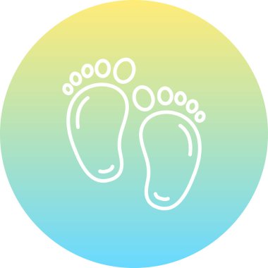 Yeni doğmuş bir bebeği temsil eden bir çift bebek ayak izinin minimalist çizgi simgesi.