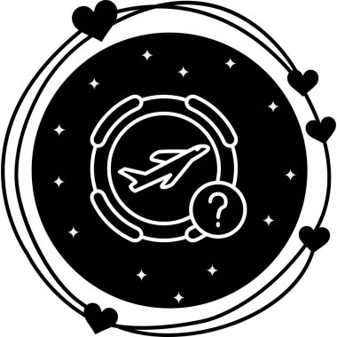 Soru işaretli basit bir uçak grafik simgesi