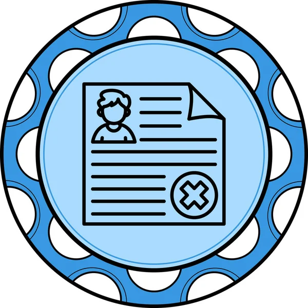 bir kişi avatarı ve belirgin bir x işareti içeren profil belgesi, reddedilmeyi veya hesap silmeyi simgeliyor.