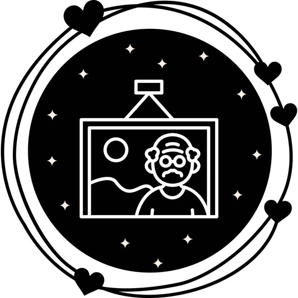 Bu portre, bir duvarda asılı çerçeveli doğrusal karakter tasarımı içeren uygulamalar veya web sayfaları için uygundur..