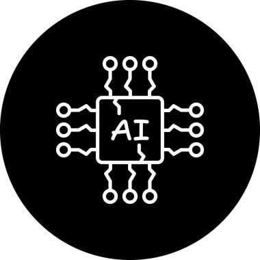 Devre kartlı mikroçip simgesi. Doğrusal ve siluet biçimi.