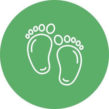 Yeni doğmuş bir bebeği temsil eden bir çift bebek ayak izinin minimalist çizgi simgesi.