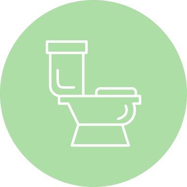 Minimalist çizgi simgesi, tankı ve koltuğu olan tek bir modern seramik tuvalet sergiler