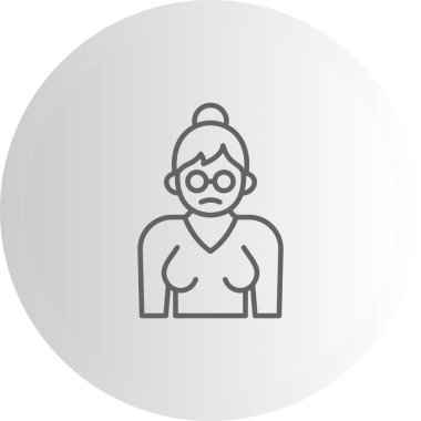 Büyükanne İkon. Bu yaşlı kadın karakter çizimi uygulamalar ya da web sayfaları için uygundur, gözlüklü ve çörekli minimalist doğrusal tasarımı içerir