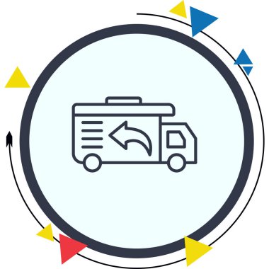 Teslimat kamyonu satırı simgesi, vektör çizim