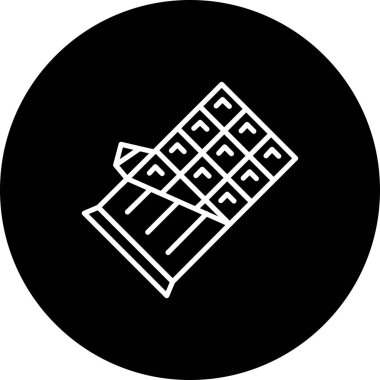 Bireysel kareleri gösteren kısmen açılmış çikolata çubuğunun basit çizgi simgesi.