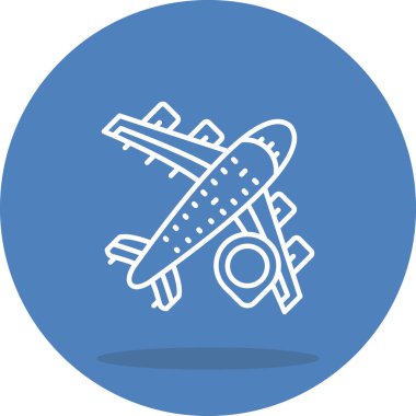 Seyahat uygulamaları veya web sayfaları için uygun konum şifresi olan bir uçağın basit bir çizgisi çizimi.