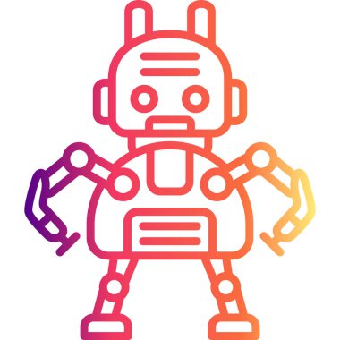 Robot çizgi simgesi, vektör illüstrasyonu