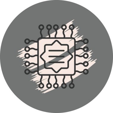 Devre kartlı mikroçip simgesi. Doğrusal ve siluet biçimi.