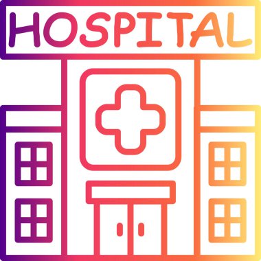 Pencere ve tabelaları olan bu tıp hastanesi illüstrasyonu, daire üzerinde doğrusal bir tasarım içeren uygulamalar veya web sayfaları için uygundur..