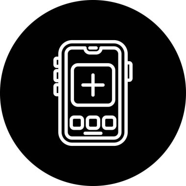 line-art smartphone with a plus sign on the screen, suitable for apps or web pages
