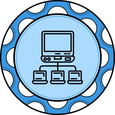 Bilgisayar Ağı Asgari Düz Vektör İllüstrasyonu