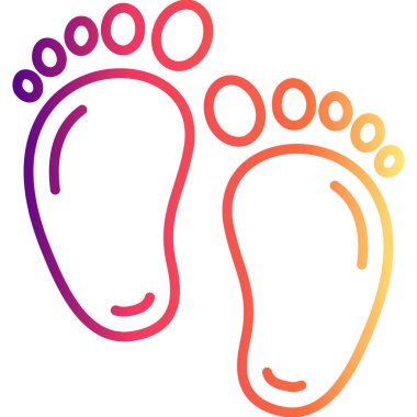 Yeni doğmuş bir bebeği temsil eden bir çift bebek ayak izinin minimalist çizgi simgesi.