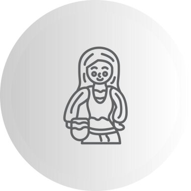 Ortaçağ kadın düz ikonu, vektör illüstrasyonu